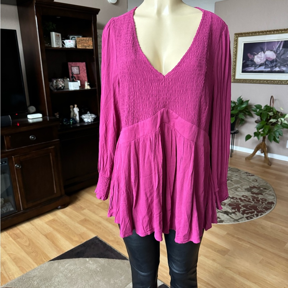 Torrid Pink V-Neck Blouse